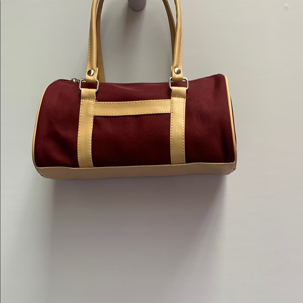 Elegant Burgundy and Tan Women's Handbag